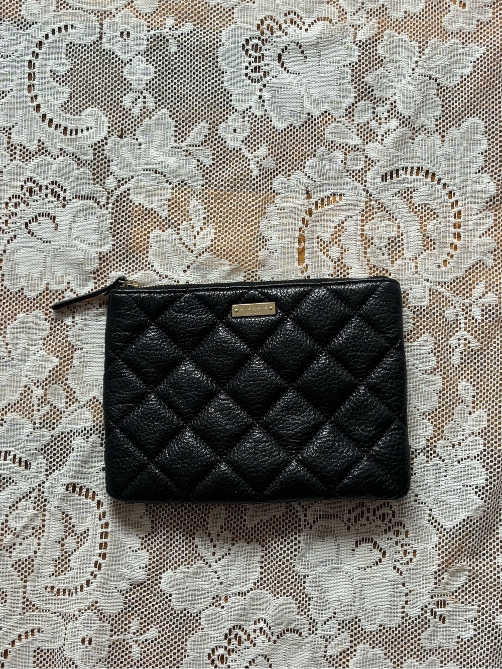 kate spade Black Quilted Leather Zip Pouch